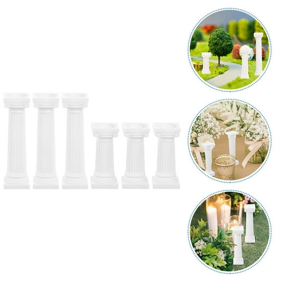 MOKKHNB 6Pcs Multi-Purpose White Roman Pillars for Garden Yard Decoration and Table Decor