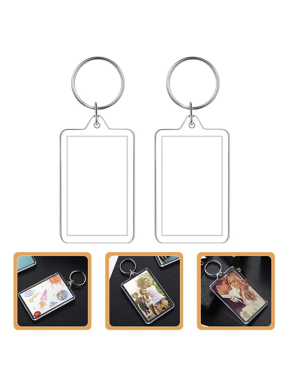 6-Pack Transparent Acrylic Photo Holder Keychains for Keys, Picture Frame Pendant Accessories