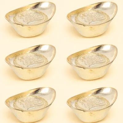 MOKKHNB 6Pcs Plated Gold Ingot Craft Office Ornament in Golden with Compact Size and Stable Base