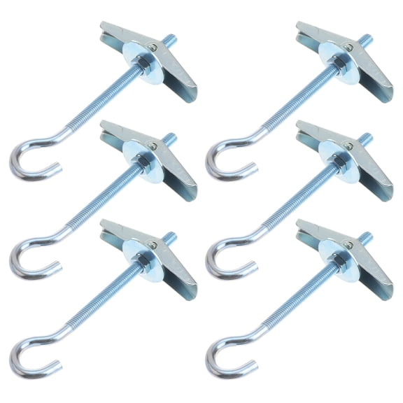 MOKKHNB 6 Pcs Plated Carbon Steel Ceiling Hooks with Toggle Wings, Heavy Duty Hollow Wall Hanging Anchors for Drywall
