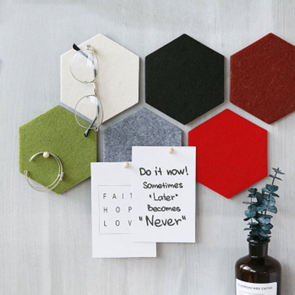 MOKKHNB 6Pcs Self Adhesive Black Felt Hexagon Wall Sticker for Home Decor and Message Board