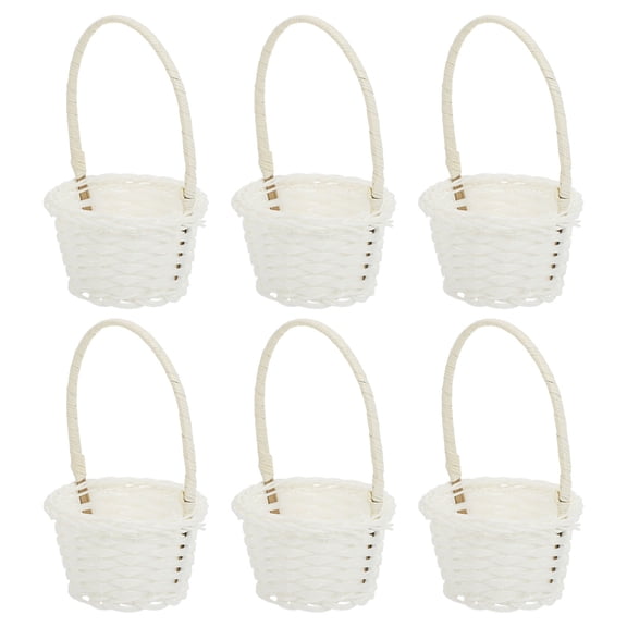 MOKKHNB 6Pcs Country Style White Rattan Basket for Picking Planting and Storage Use