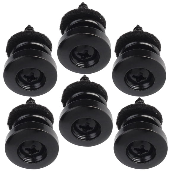 MOKKHNB 6-Pack Black Guitar Strap Lock Pins with Felt Pads, Iron Material for Electric, Acoustic, and Bass Guitars