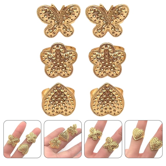 MOKKHNB 6pcs Hand Sewing Finger Guard Metal Thimbles Golden Prevent Slippage for Cross Stitching