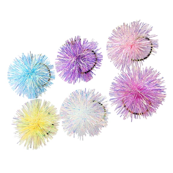 MOKKHNB 6pcs Sparkle Colored Hair Elastics Plastic Hold Ponytails for Girls Party Decoration