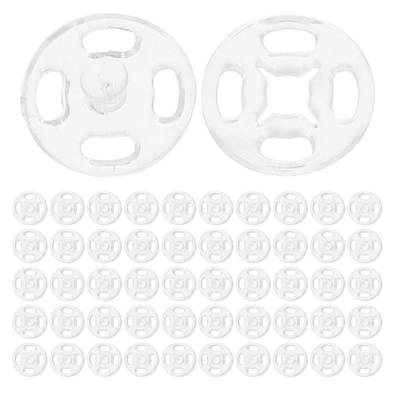 MOKKHNB 80Sets Transparent Plastic Sew on Snap Buttons Invisible Fasteners for Shirt Closure