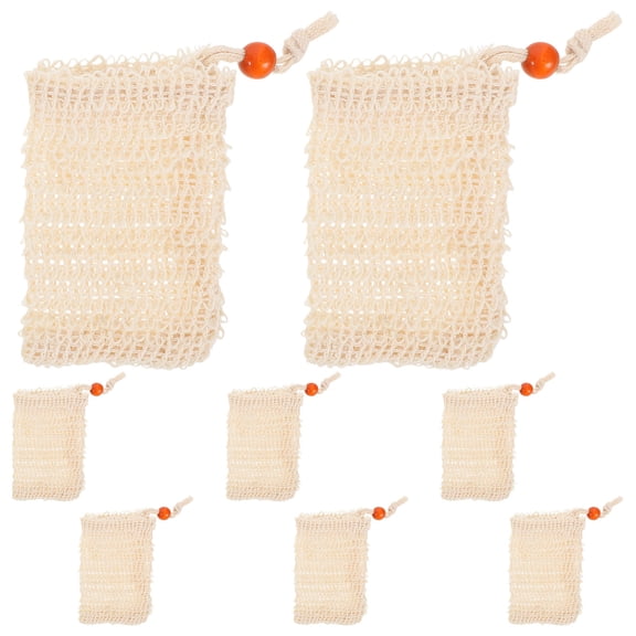 MOKKHNB Beige Mesh Soap Saver Pouches Reusable Soap Holders with Drawstring for Shower Exfoliating and Fast Drying