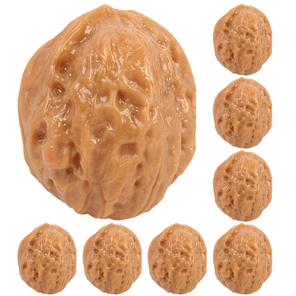 MOKKHNB 8-Piece Faux Walnut Nut Models PVC Brown Decorative Set for Party Favors and Home Decor Accents