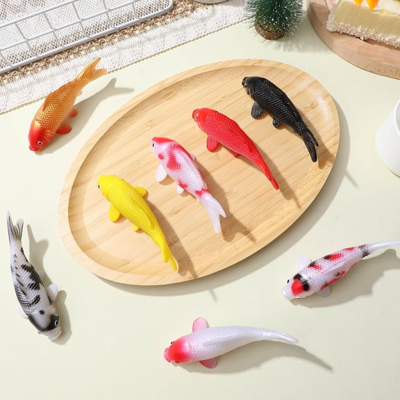MOKKHNB 8Pcs Floating Fake Koi Fish Tank Decoration with Lifelike Details for Fish Bowl