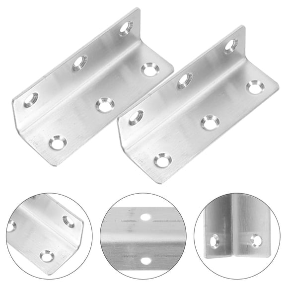 MOKKHNB 8Pcs Plated Silver L Brackets Heavy Duty Flat Angle Braces for Corner Joints and Wood Furniture