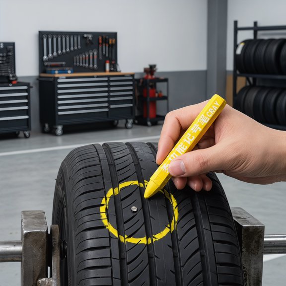 MOKKHNB 8Pcs Yellow Wax Tire Marker Pen for Garage Use Tire Lettering Water Resistant Crayon Set