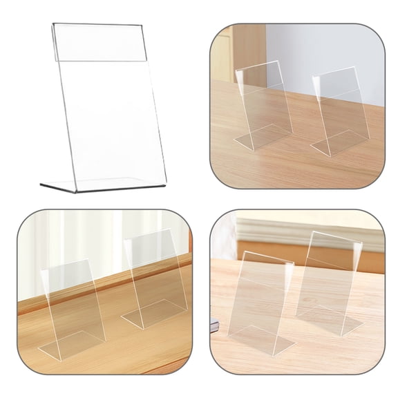 MOKKHNB 9Pcs Clear Acrylic Slanted Display Stand for Desktop Sign Holders and Price Labels