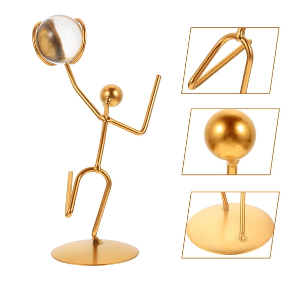 MOKKHNB Abstract Desktop Metal Art Basketball Sportsman Statue for Home and Office Display