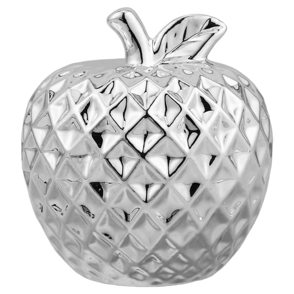 MOKKHNB Contemporary Plated Silver Ceramic Apple Statue for Home Decoration and Table Display