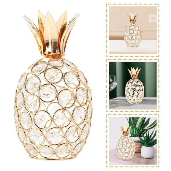MOKKHNB Artificial Pineapple Figurine Golden Finish for Stylish Desktop and Home Decoration