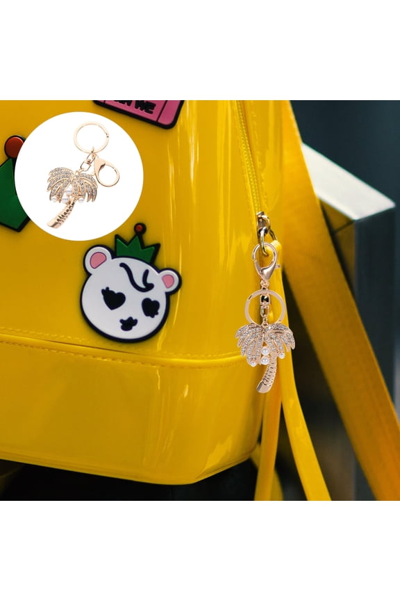 Bag Charms for Handbags Palm Tree Key Ring Shiny Rhinestone 1Set