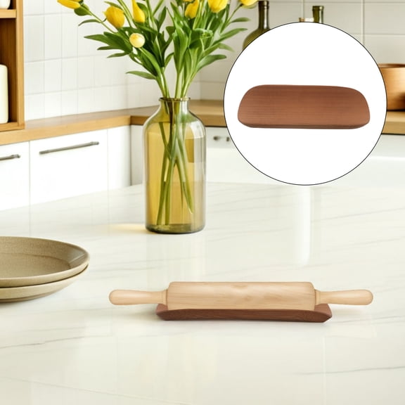 MOKKHNB Bamboo Rolling Pin Stand for Kitchen Counter with Rustic Design and Enhanced Workspace Organization