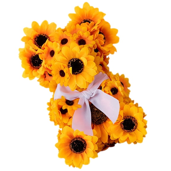 MOKKHNB Bear Shaped Sunflower Figurine with Colorful Patterns for Home Decor and Desktop Display