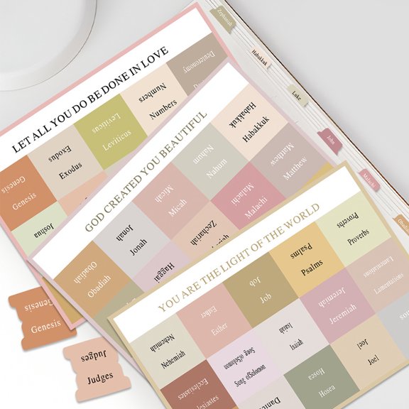 MOKKHNB Bible Study Helper Tabs with Assorted Color Stickers and Clear Section Labels