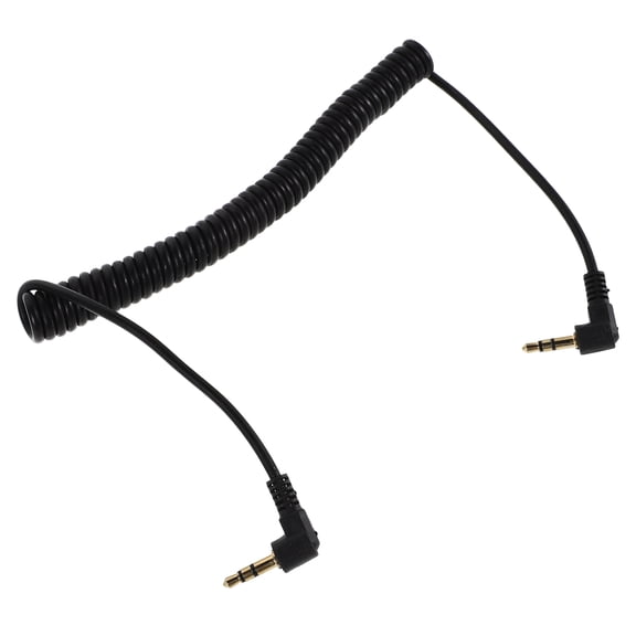 MOKKHNB Black Coiled Audio Cable with Right Angle Connector for Phones, 1 Piece Cord for Clear Sound