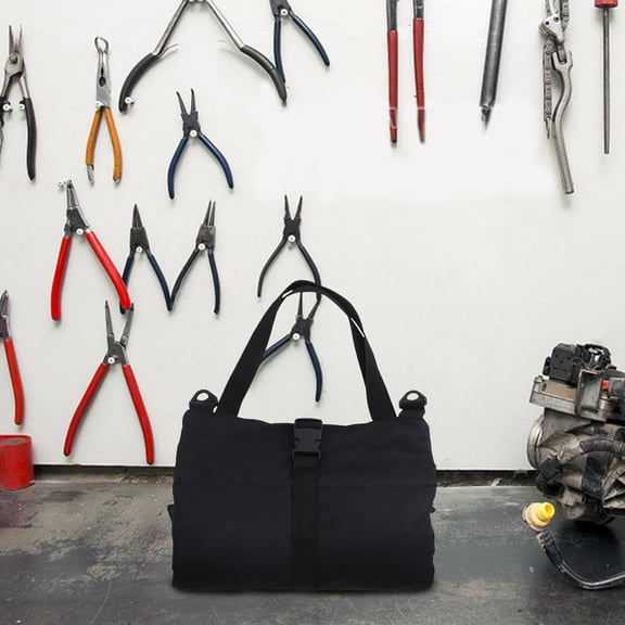 MOKKHNB Black Canvas Rolling Tool Bag with Large Capacity for Automotive Tool Storage