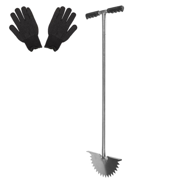 MOKKHNB Black Stainless Steel Grass Edger Manual Lawn Tool for Sidewalks Driveways and Garden Beds