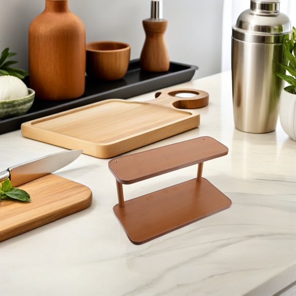 MOKKHNB Brown Bamboo Countertop Organizer Shelf for Kitchen Spices Coffee Cups and Condiments