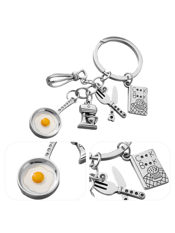 4pcs Chef Keychain Stainless Steel Charm for Kitchen Staff Birthday
