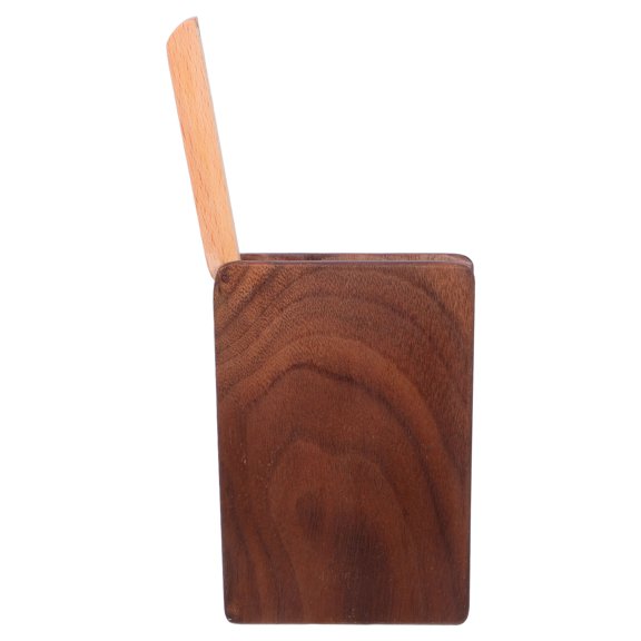 MOKKHNB Coffee Wood Business Card Holder Box with Fine Texture Portable Desk Card Storage Case