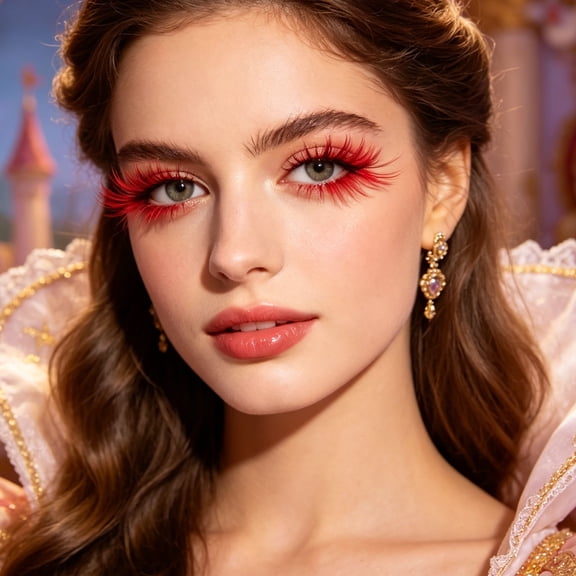 MOKKHNB Cosplay Red Fake Eyelashes, Natural Look, Lightweight Comfort, Dramatic Effect 10Pairs