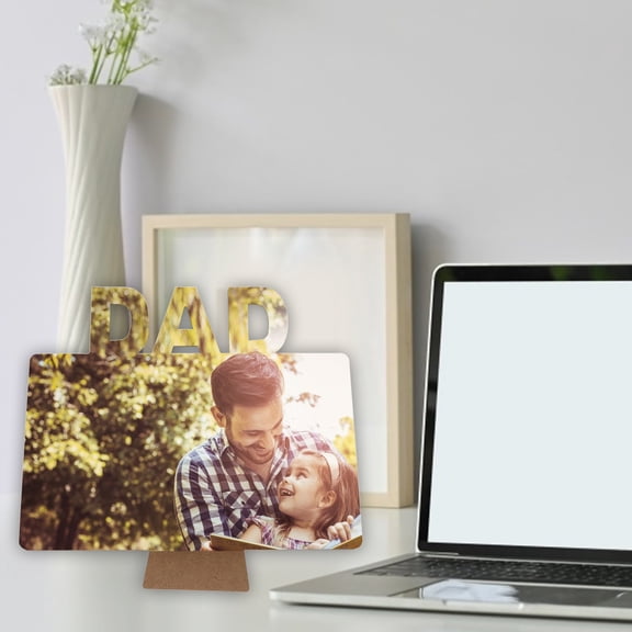 MOKKHNB Dad Sublimation Photo Frame Natural Wood Stain 1Pack