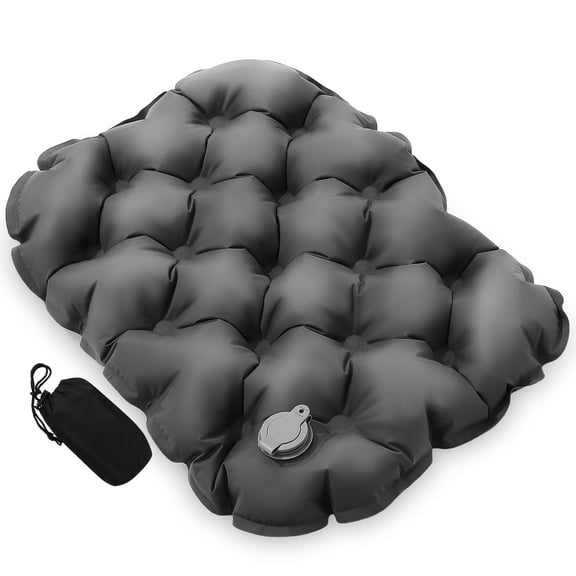 MOKKHNB Dark Grey Inflatable Seat Cushion for Camping Lightweight Portable Pad with Storage Pouch