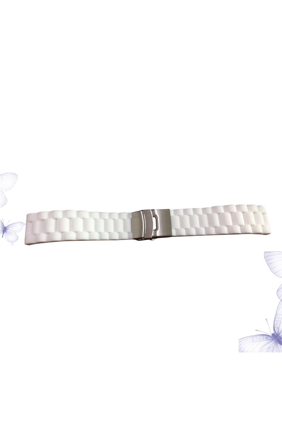 White Silicone Watch Band with Deployment Clasp, Comfortable and Strap for Everyday Wear