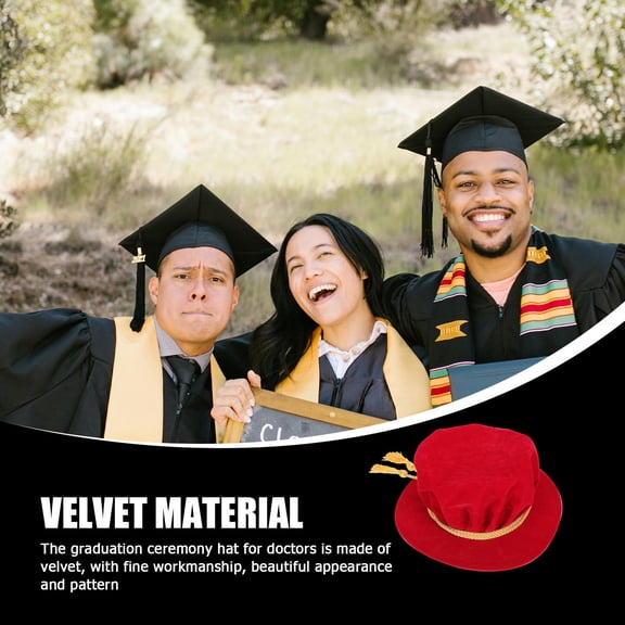 MOKKHNB Adult Doctoral Tam Red Graduation Ceremony Hat Perfect Doctoral Ceremony Photo Prop