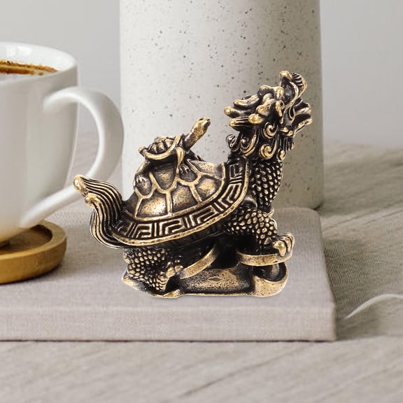 MOKKHNB Dragon Turtle Figure Golden Decoration Retro Style Indoor Use 1Pcs