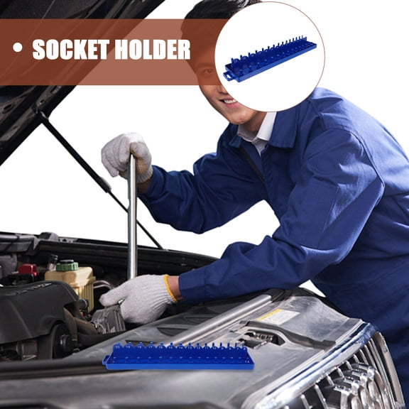 MOKKHNB Durable Blue Socket Organizer 3 8 Socket Holder for Workshop Toolbox Storage and Organization