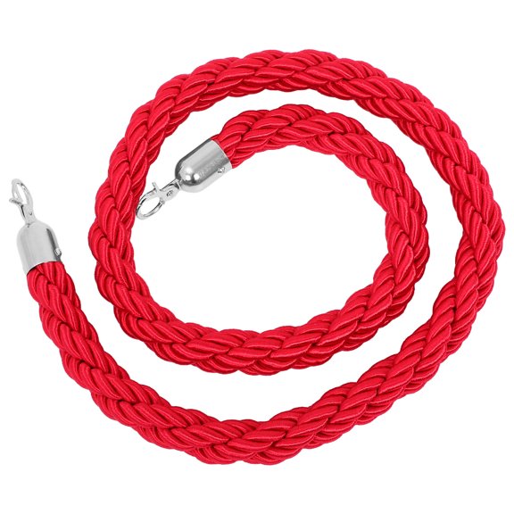 MOKKHNB Durable Red Twisted Queue Rope Barrier with Chrome Hooks for Hotel and Concert Crowd Management