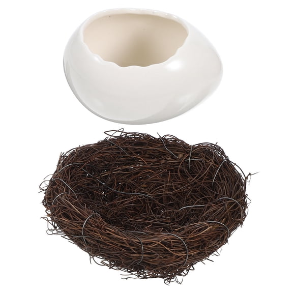 MOKKHNB Eggshell Design Ceramic Food Bowl White Serving Dish for Restaurant and Home