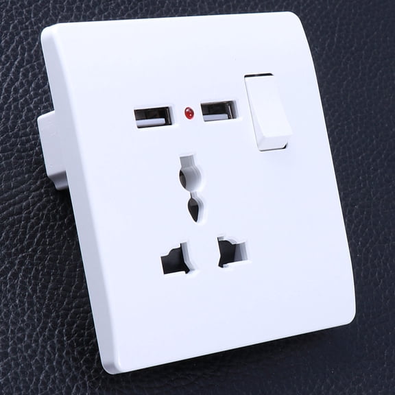 MOKKHNB Universal Wall Outlet with Dual USB Charging Ports and Power Switch in White for Home