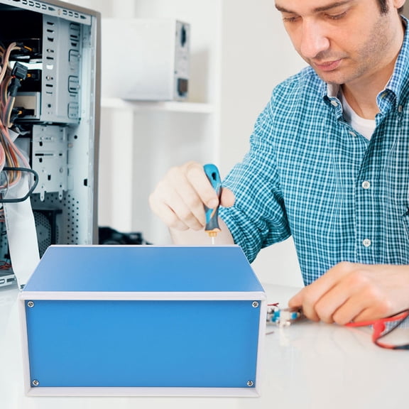 MOKKHNB Electrical Project Metal Box Blue Durable Enclosure Case with High Grade Metal Finish
