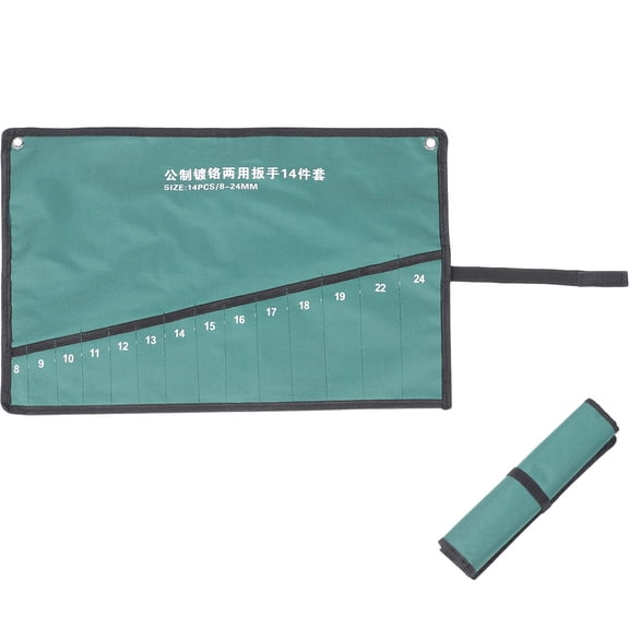 MOKKHNB Electrician Tool Roll Organizer Pouch with Wrench Storage, Portable Light Green Oxford Cloth Tool Bag