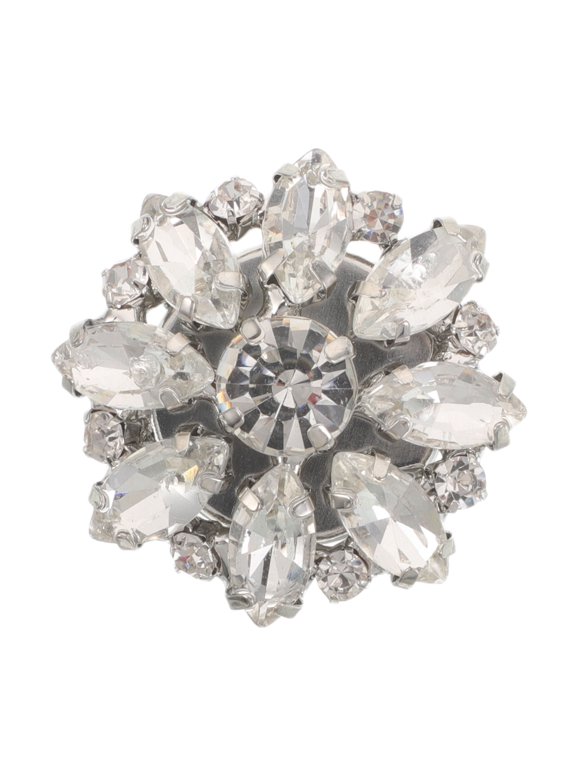 White Rhinestone Button Covers Clip-on Detachable Cuff Jewelry