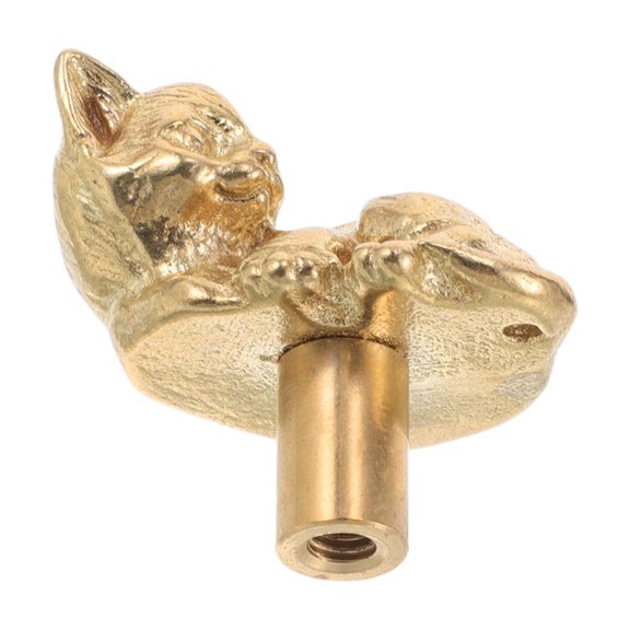 MOKKHNB Vintage Plated Gold Door Handles for Cabinet - Whimsical Cat Shaped Knobs