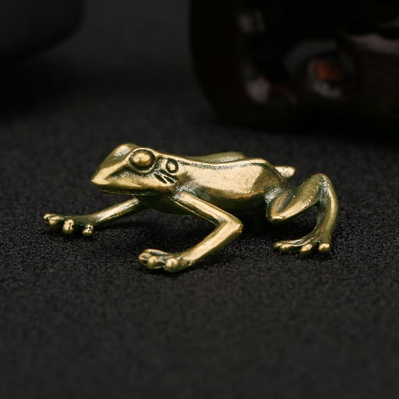 MOKKHNB Golden Brass Frogs Figurine Indoor Desktop Decor with Stable Heavy Base
