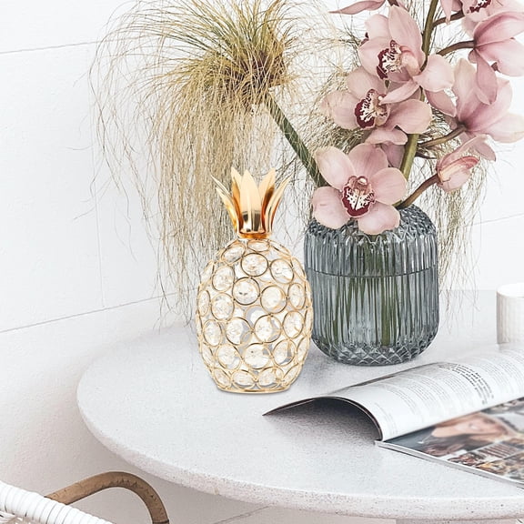 MOKKHNB Golden Crystal Pineapple Table Ornament for Living Room Desktop and Party Supplies