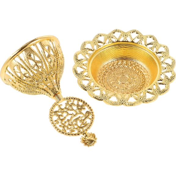 MOKKHNB Golden Middle East Censer Decorative Incense Burner Metal Aromatherapy Holder for Home Office