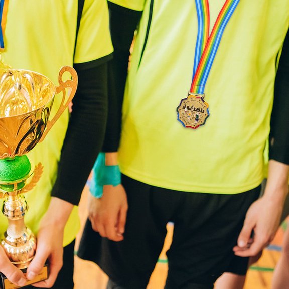 MOKKHNB Golden Running Award Medal with Neck Ribbon for Marathon and Track Event Decorations