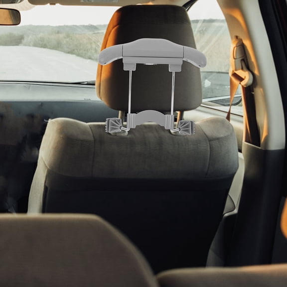 MOKKHNB Grey Car Clothes Hanger with Extendable Rod for Vehicle Headrest, Seat Back Organizer for Travel and Storage