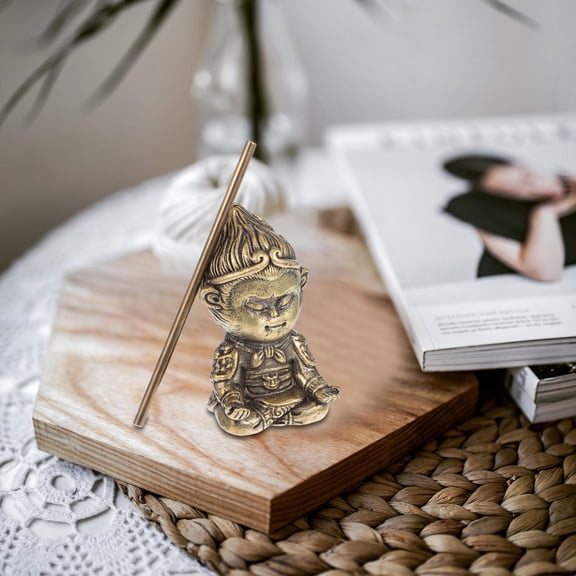MOKKHNB Handmade Golden Wukong Brass Statue, Symbol of Wisdom and Good Luck, Unique Home Decor and Collectible