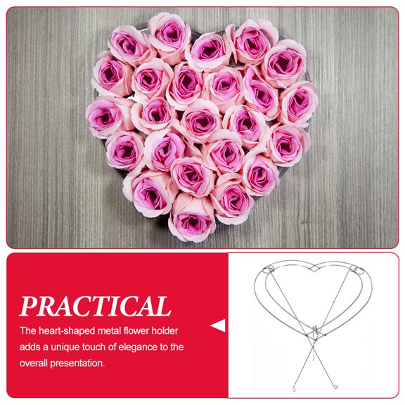 MOKKHNB Heart Shape Metal Flower Frame for Bouquet Fixing with Strong Iron Material